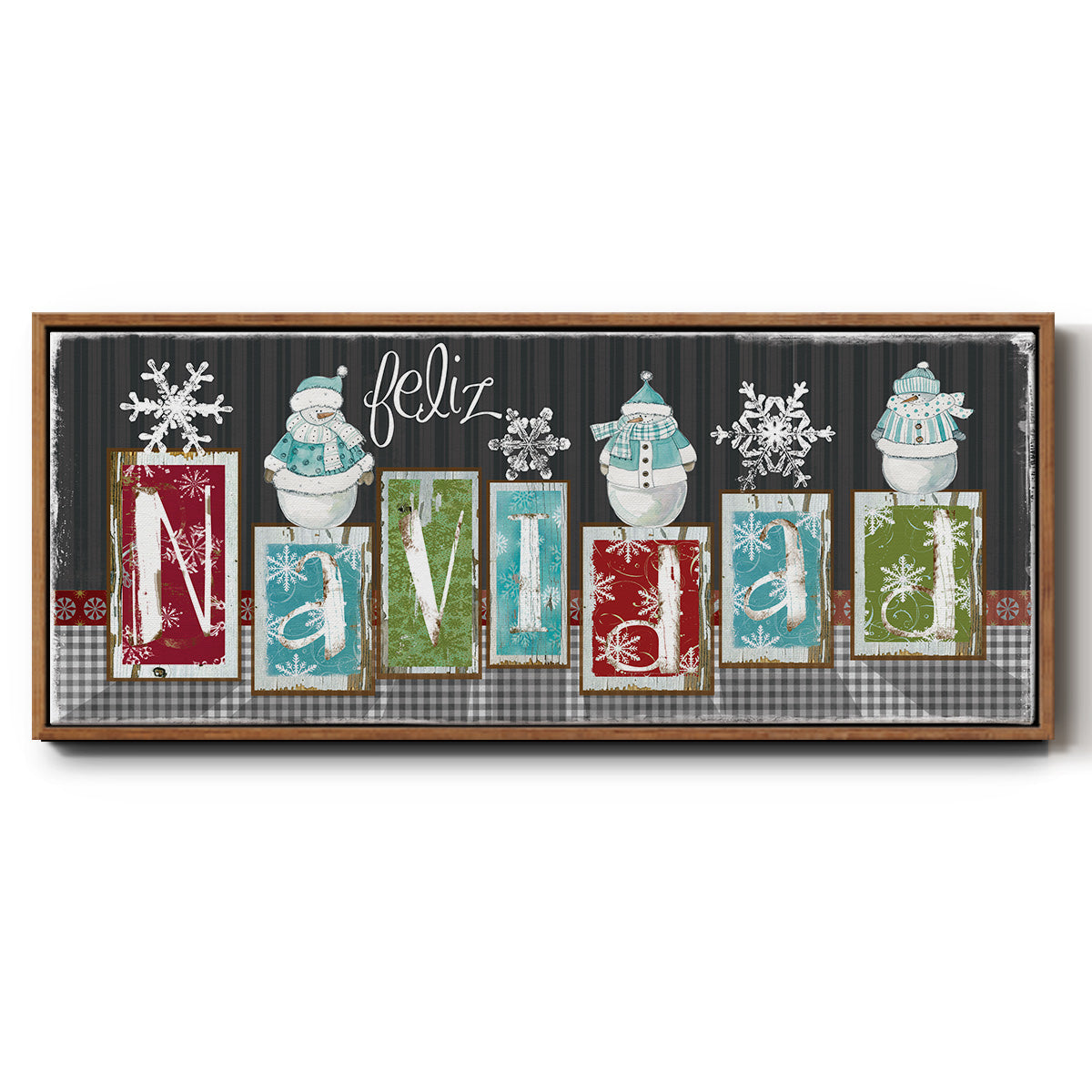 Navidad Blocks - Floater Framed Canvas Print