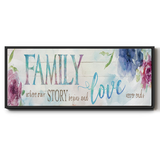 Family Love Story - Floater Framed Canvas Print