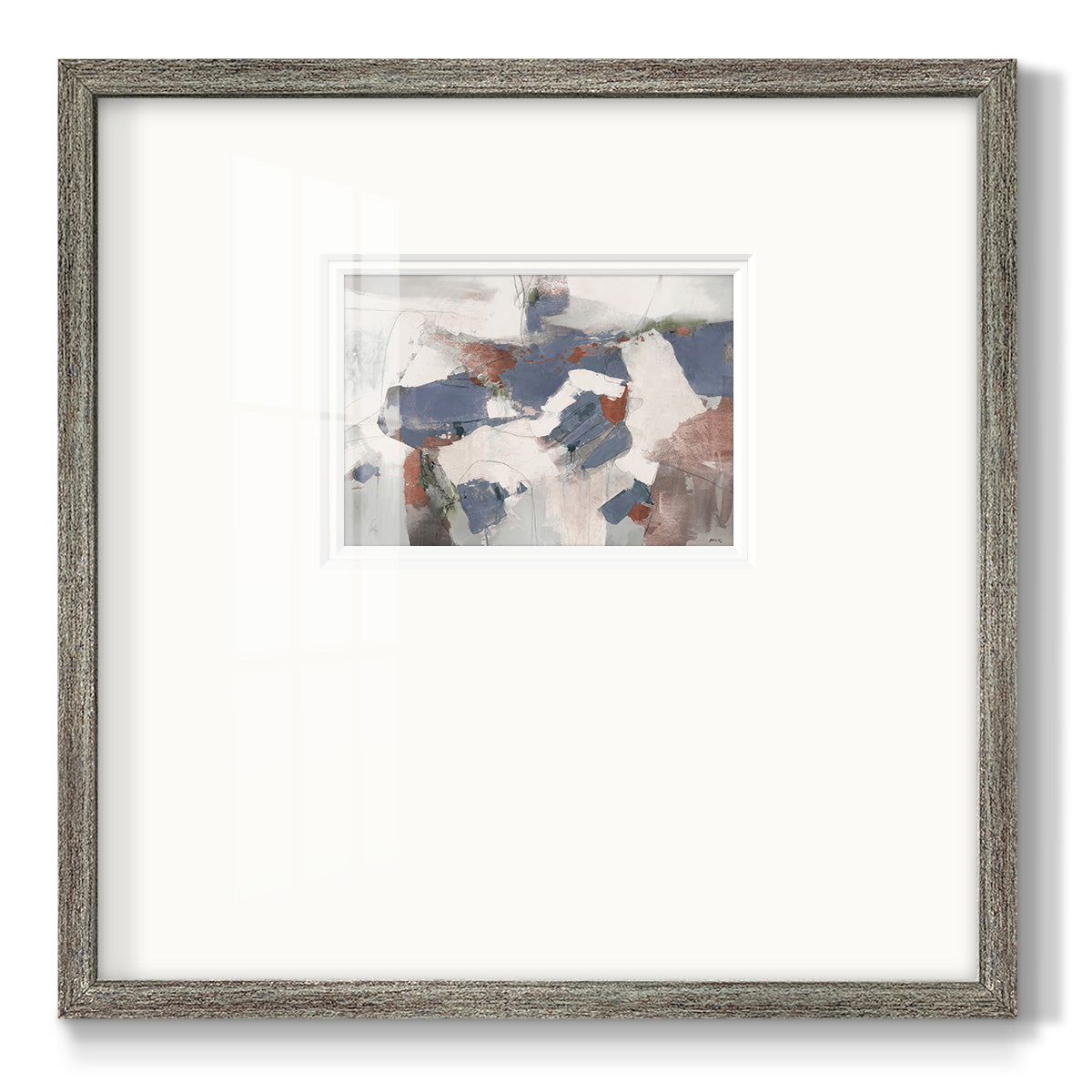 Blue Abstract Premium Framed Print Double Matboard