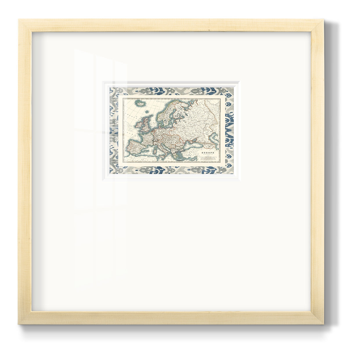 Bordered Map of Europe - Double Matboard Framed Print