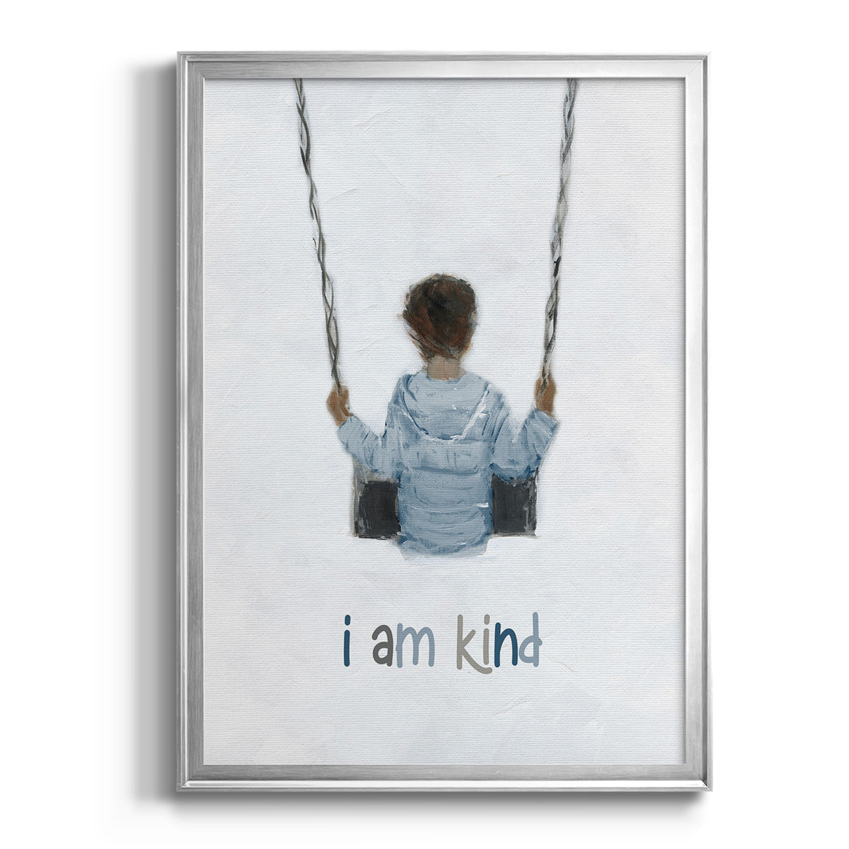Boy on a Swing - Modern Framed Canvas Print
