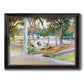Impressionist leisure portrait scene by John Singer Sargent printed on canvas in an ornate black frame with gilded inner detail.