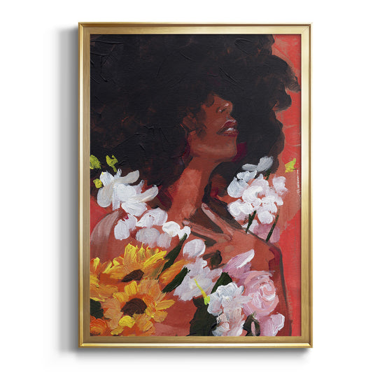 Through the Flowers II - Modern Framed Canvas Print