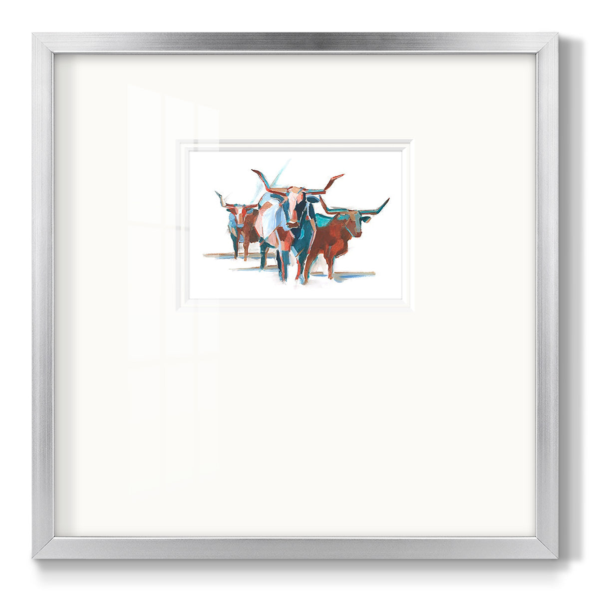 Modern Longhorns I Premium Framed Print Double Matboard