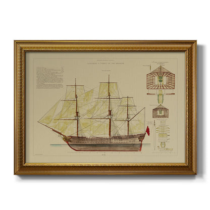 Antique Ship Plan VIII Premium Framed Canvas- Ready to Hang