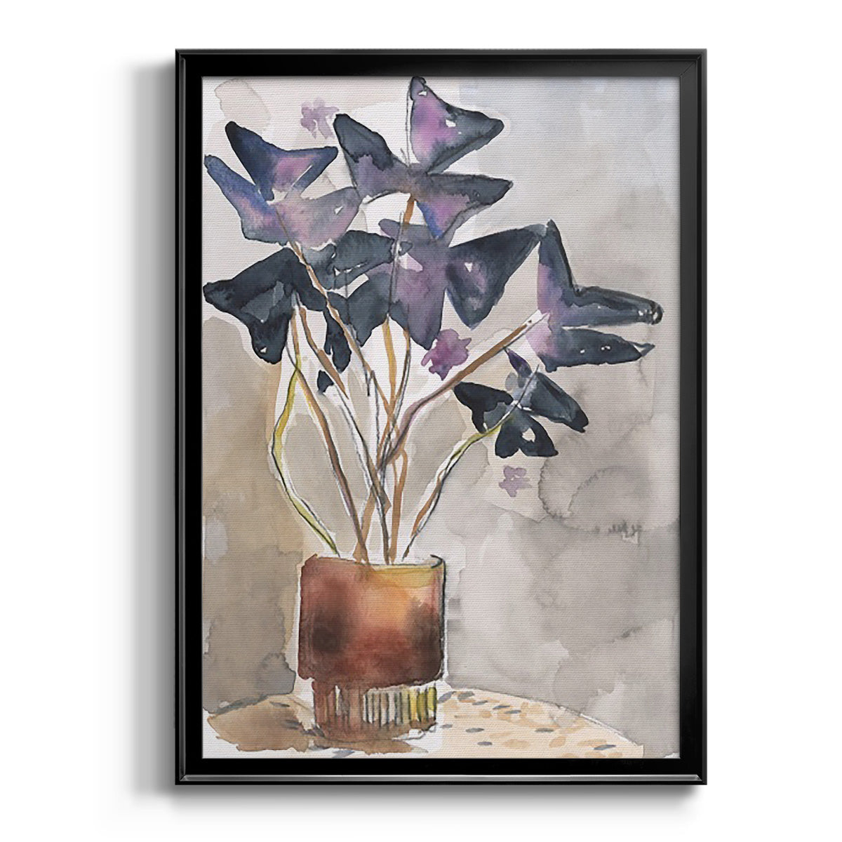 Oxalis in Vase I - Modern Framed Canvas Print