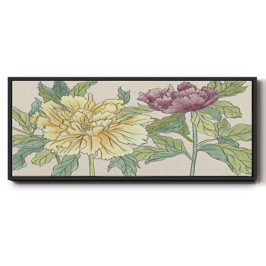 Peony Blooms II - Floater Framed Canvas Print