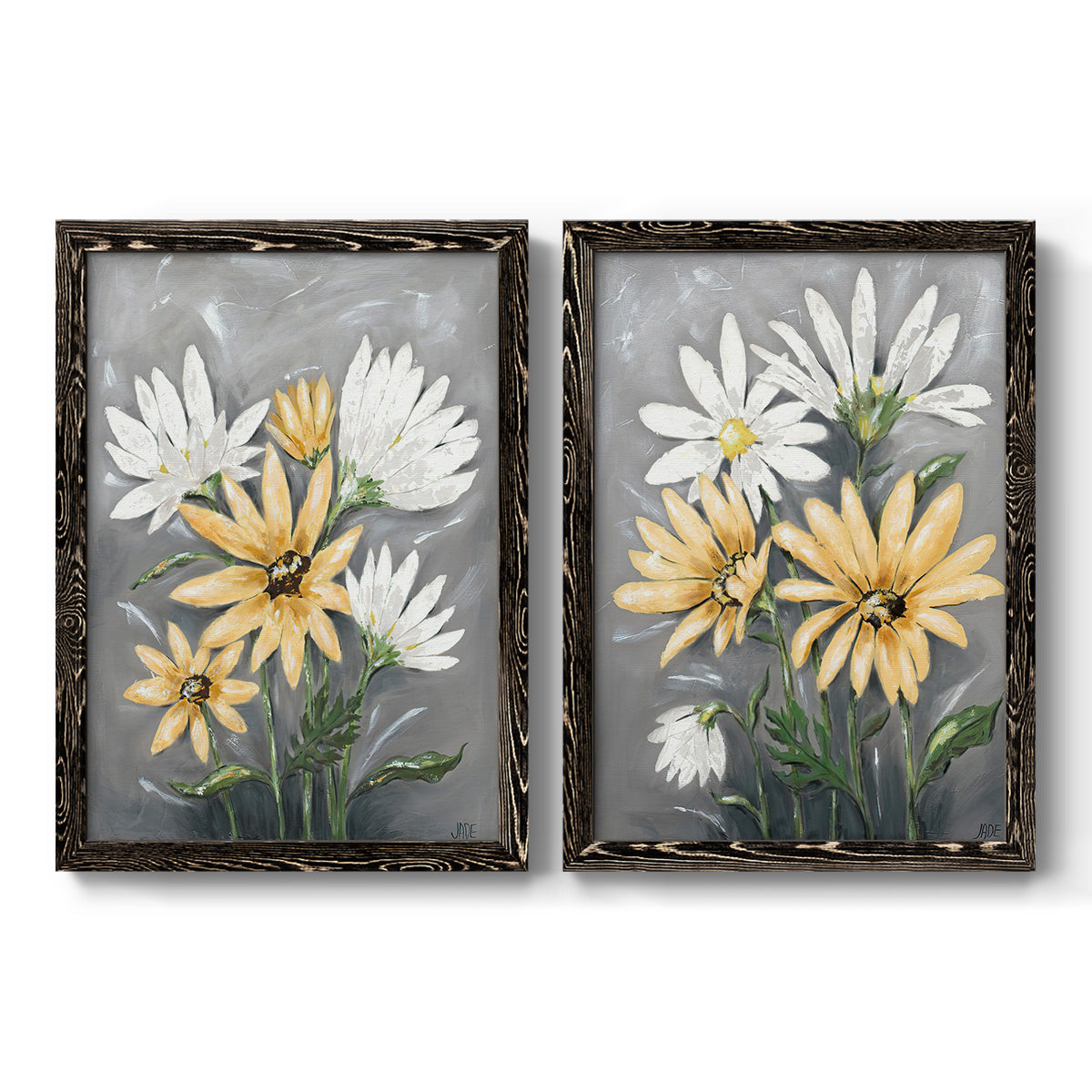 Summer Daisies I - Barnwood Framed Canvas Set