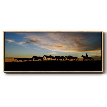 Sunlit Horses V - Floater Framed Canvas Print