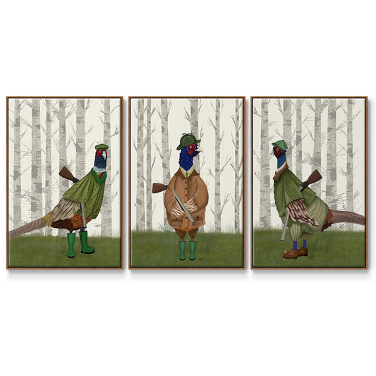 Pheasant Shooting Party 1 - Floater Framed Canvas Set