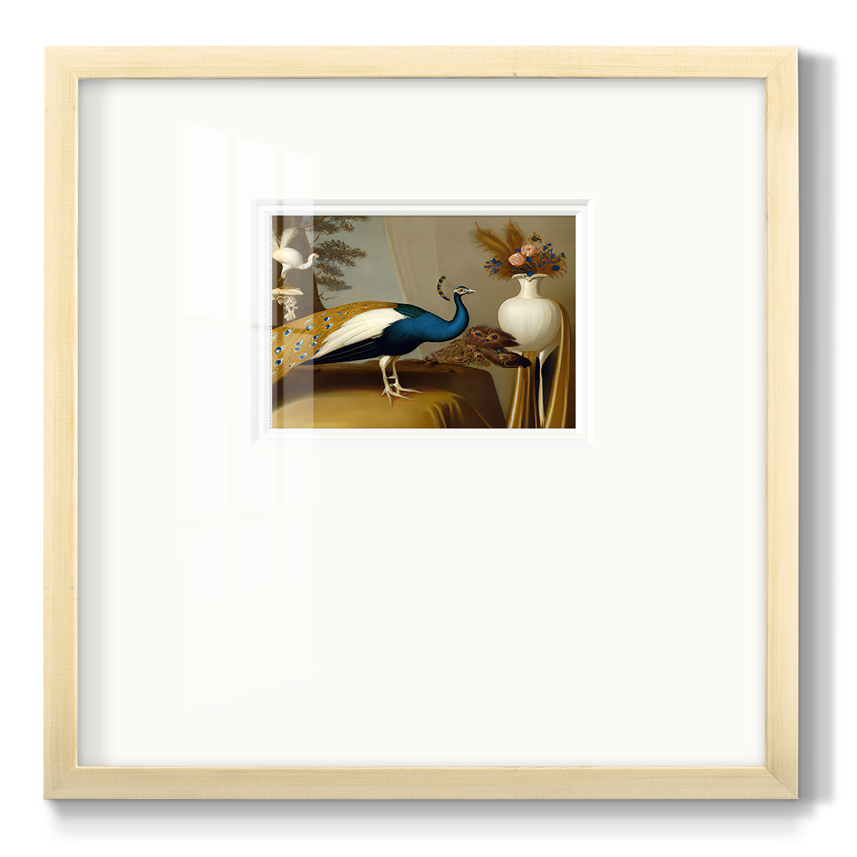 Golden Peacock v - Double Matboard Framed Print