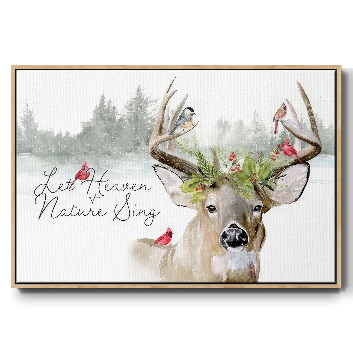 Holiday Deer Collection A - Floater Framed Canvas Print