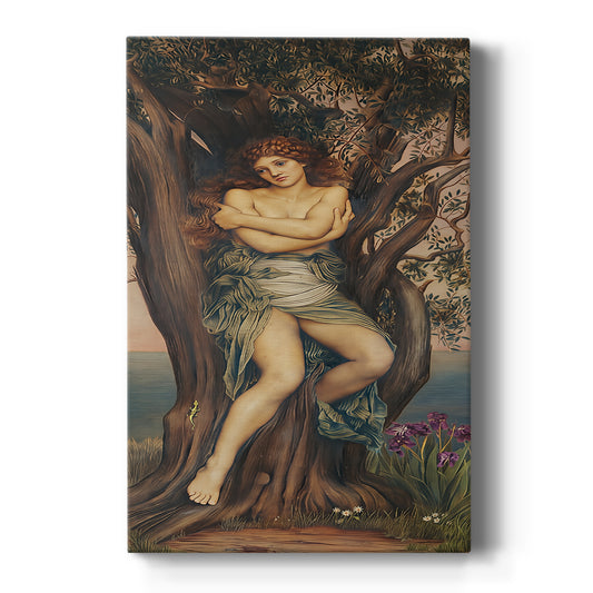 Canvas art print featuring a symbolic portrait of a tree spirit emerging from flowing natural forms on a clean white background.