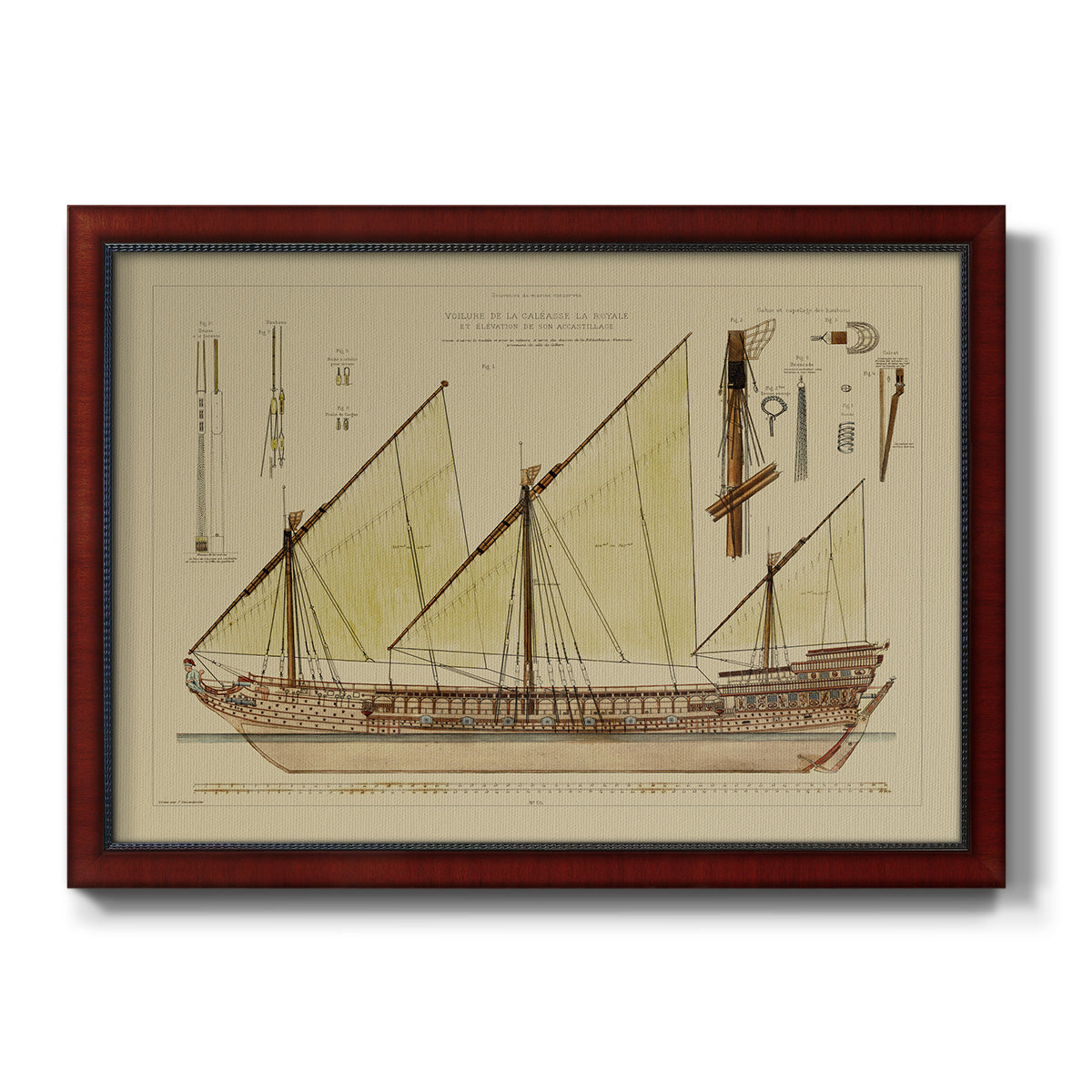 Antique Ship Plan VI Premium Framed Canvas- Ready to Hang