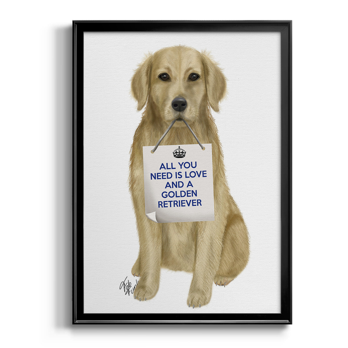 Love and Golden Retriever - Modern Framed Canvas Print