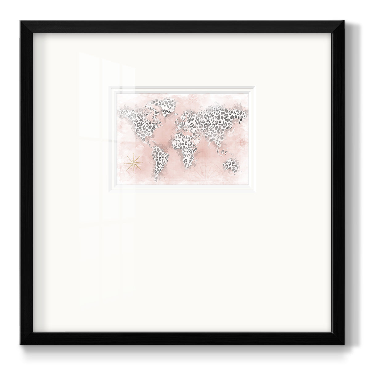 Pink Cheetah Map - Double Matboard Framed Print