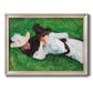 Impressionist outdoor portrait of two girls by John Singer Sargent printed on canvas in an ornate champagne frame.