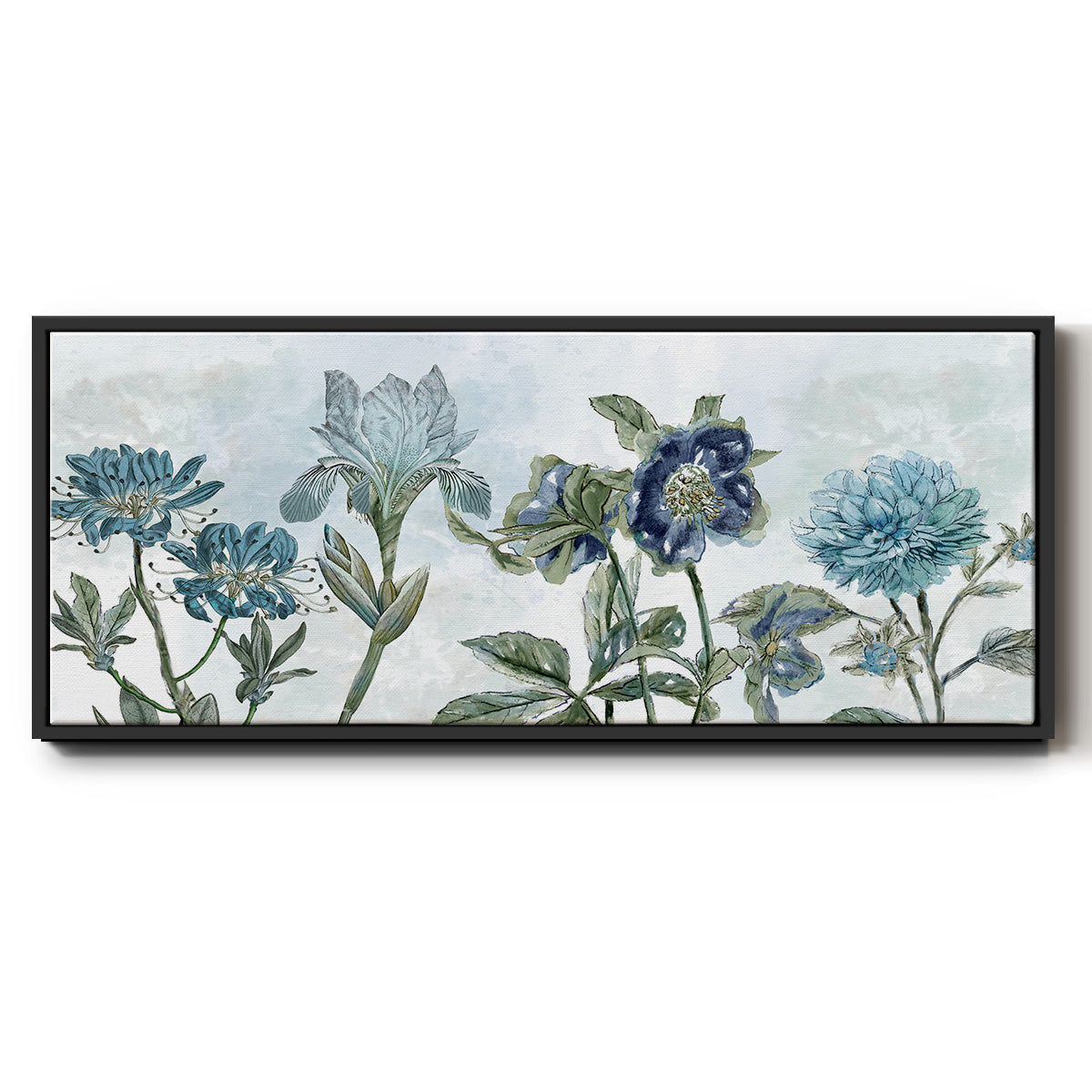 Vintage Shades of Blue - Floater Framed Canvas Print