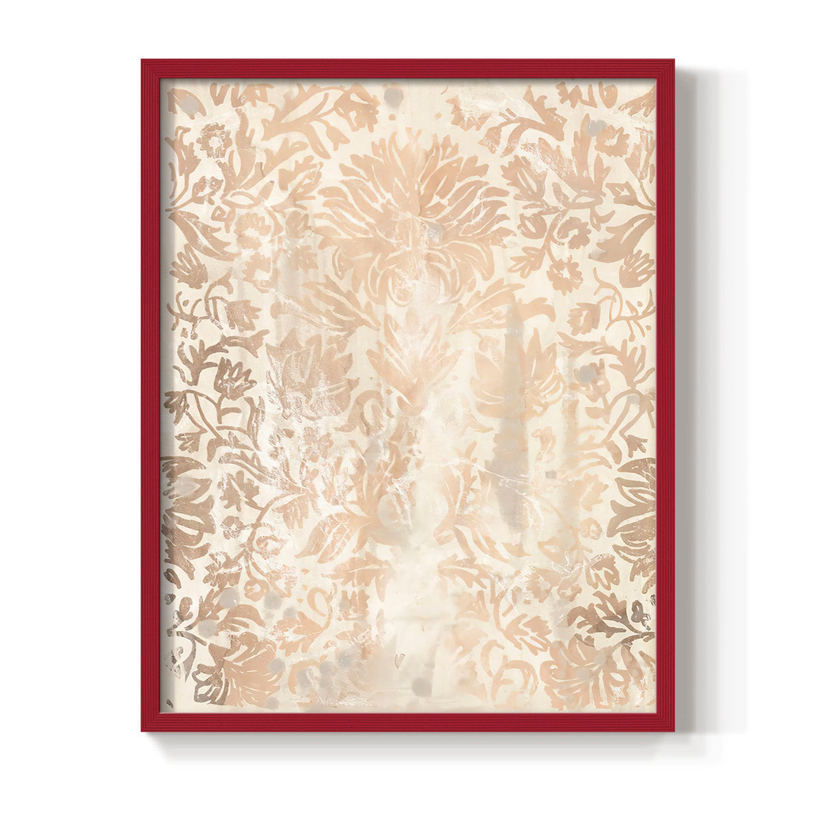 Walnut Damask IV - Restickable Framed Art Print