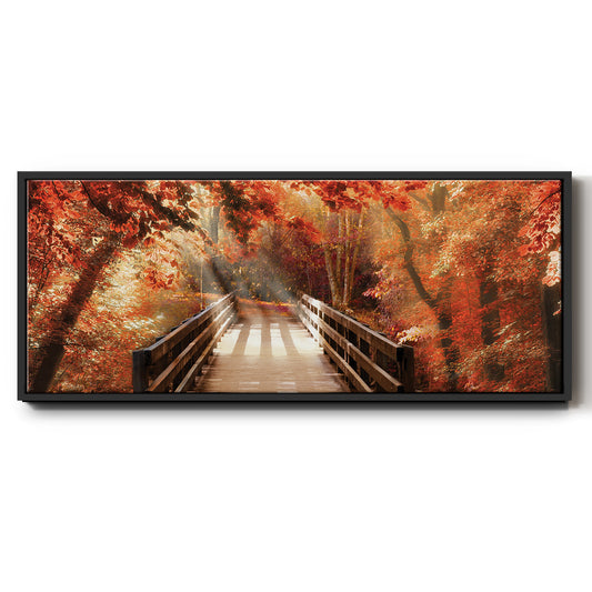 Autumn Bridge - Floater Framed Canvas Print