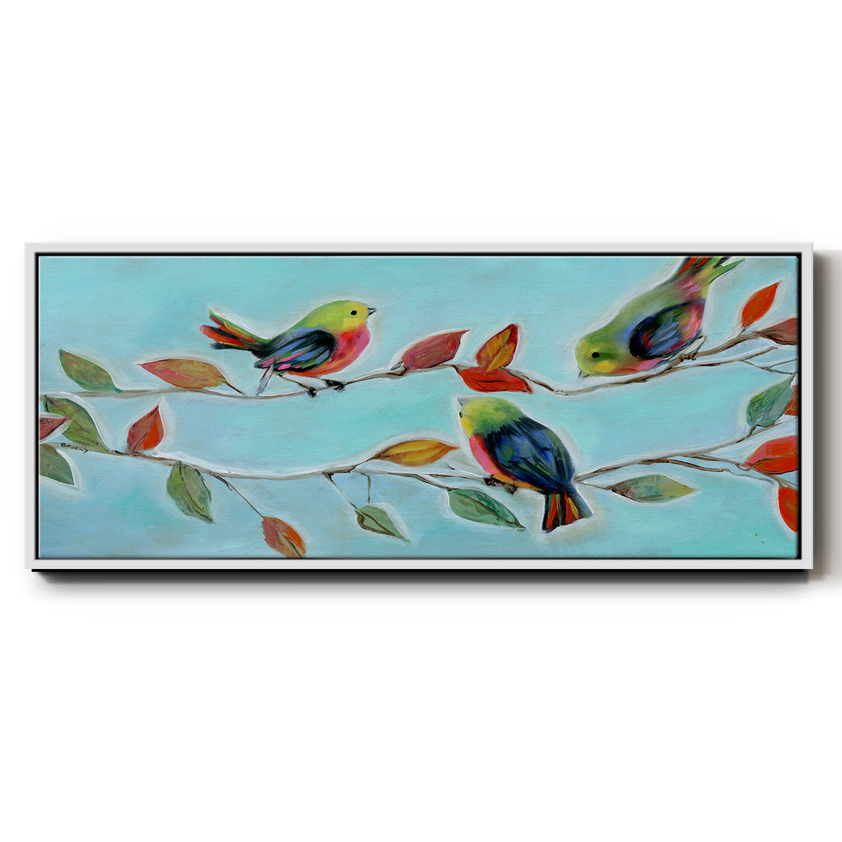 Bitty Birds II - Floater Framed Canvas Print