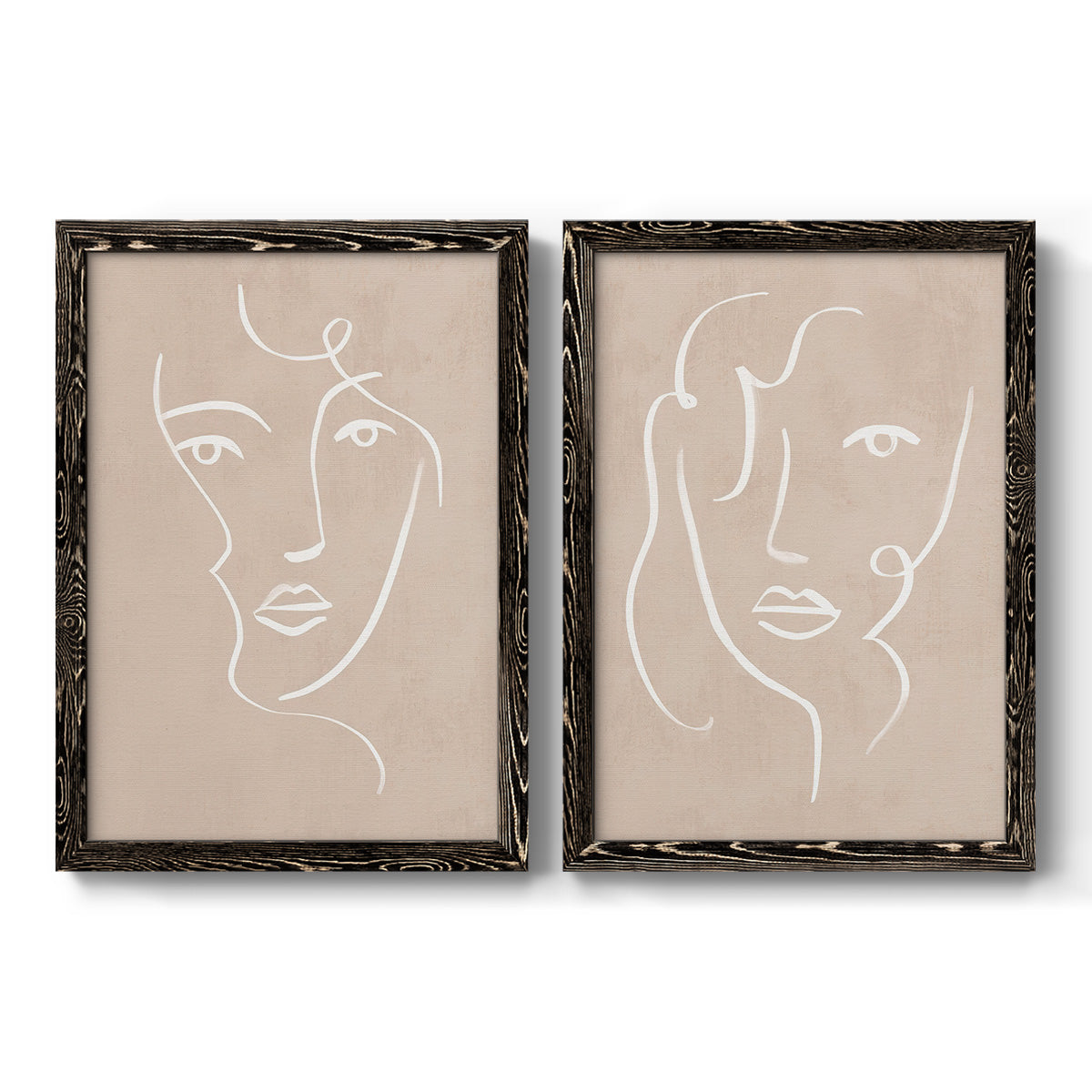 Curly Face I - Premium Framed Canvas 2 Piece Set - Ready to Hang