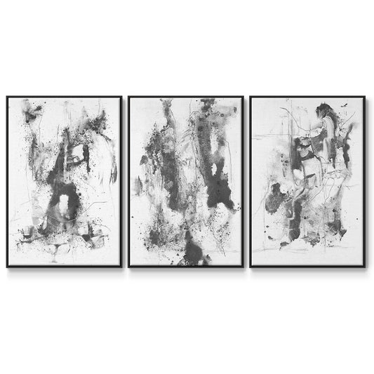 Graphite Abstract I - Floater Framed Canvas Set