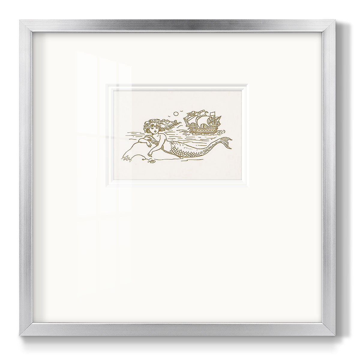 Sunning Mermaid II - Double Matboard Framed Print