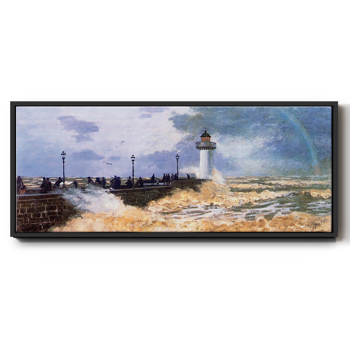 The Jetty at Le Havre, 1868 - Floater Framed Canvas Print