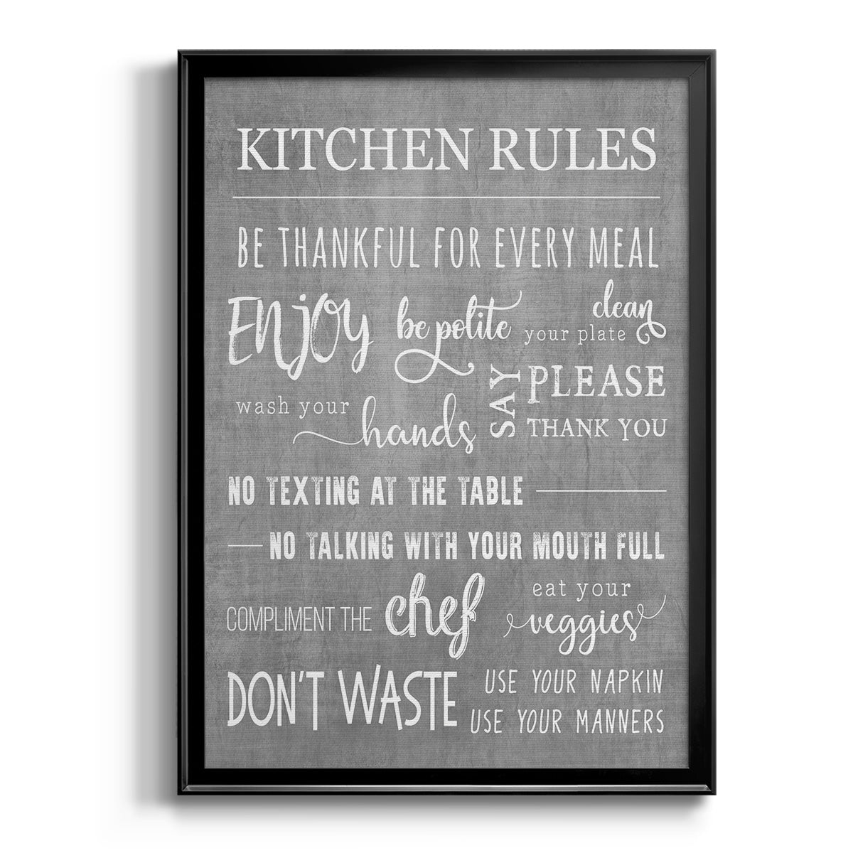 Neutral Kitchen Rules - Modern Framed Canvas Print