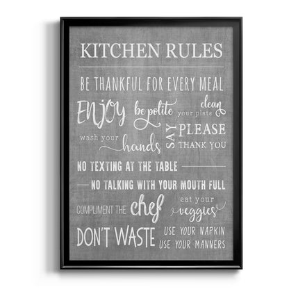 Neutral Kitchen Rules - Modern Framed Canvas Print