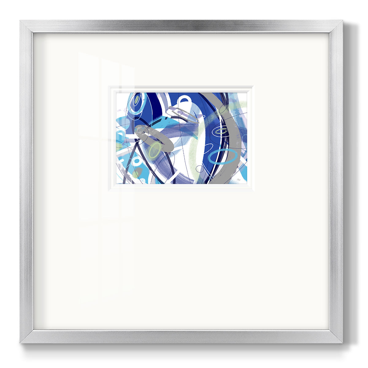 Blue Flow- Premium Framed Print Double Matboard