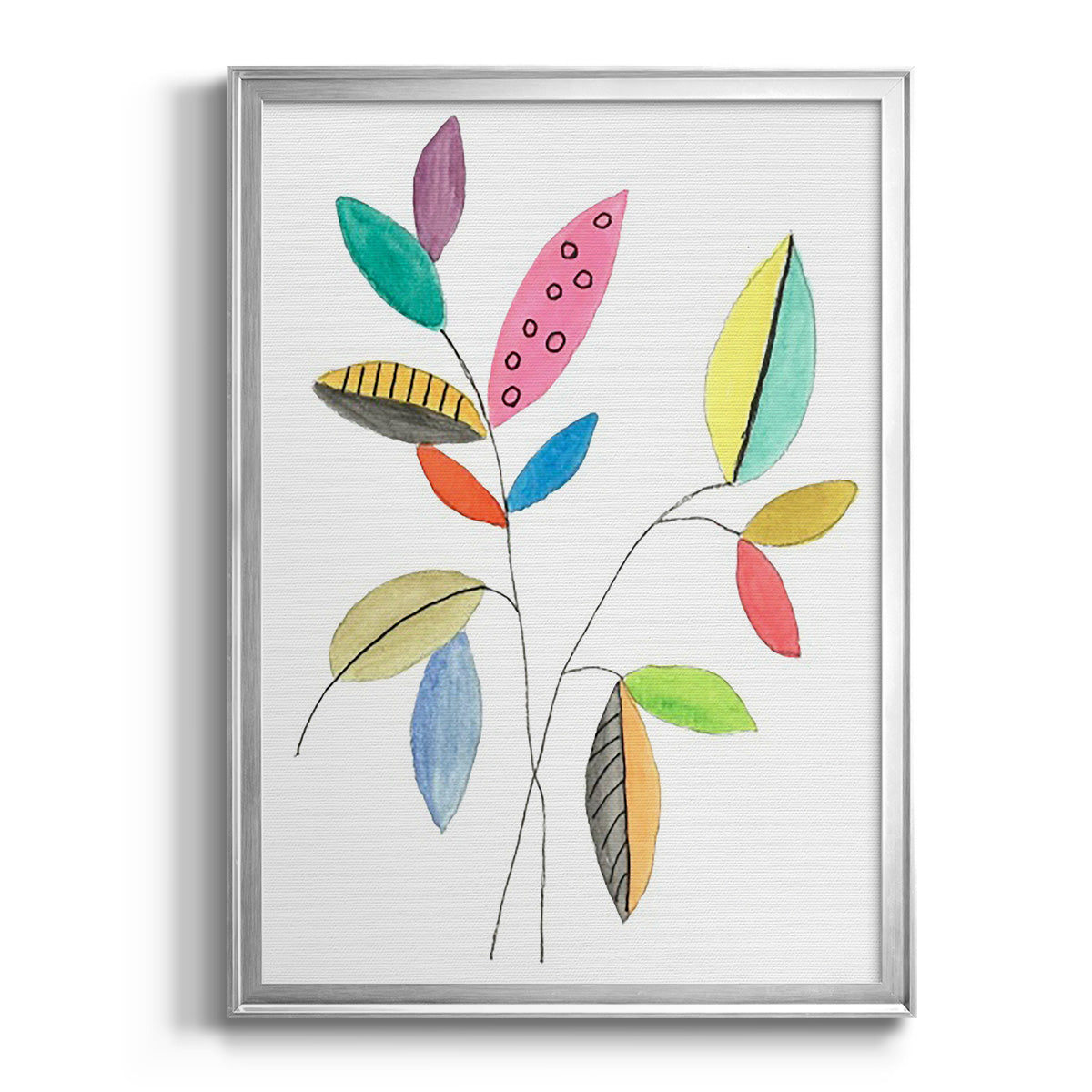 Color Pop Leaves III - Modern Framed Canvas Print