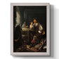 Classical portrait of a soldier smoking a pipe by Frans van Mieris the Elder printed on canvas in an ornate champagne frame with a vertical orientation.