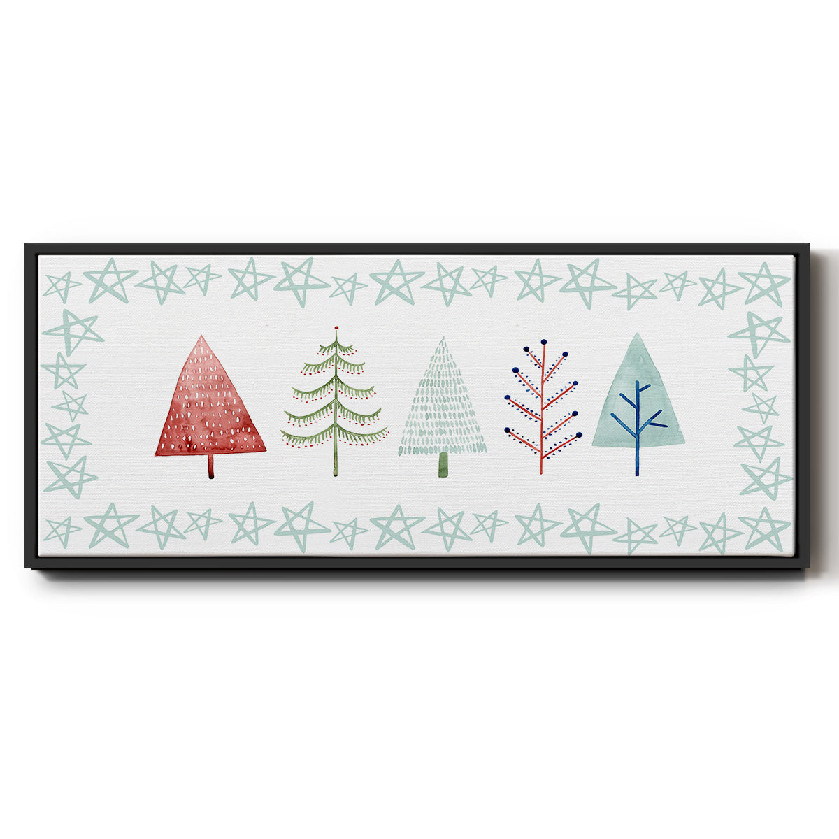 Christmas Tree Whimsy Collection C - Floater Framed Canvas Print
