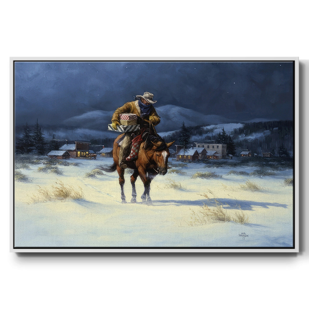 Bringing Christmas Home - Floater Framed Canvas Print