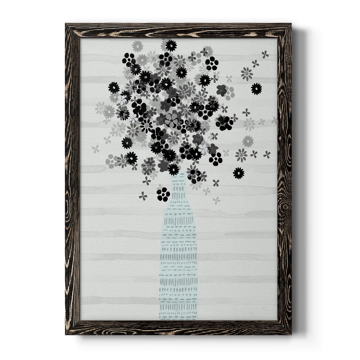 Bouquet of Black & White - Barnwood Framed Canvas Print