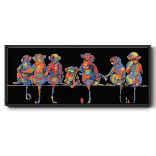 Fun Monkeys - Floater Framed Canvas Print