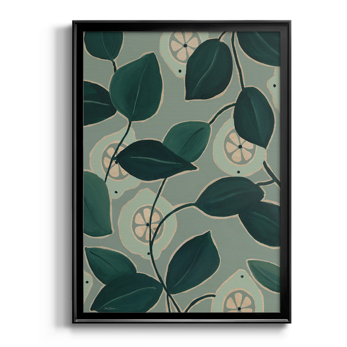 Monochrome Limes - Modern Framed Canvas Print