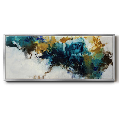 Teal Splat - Floater Framed Canvas Print