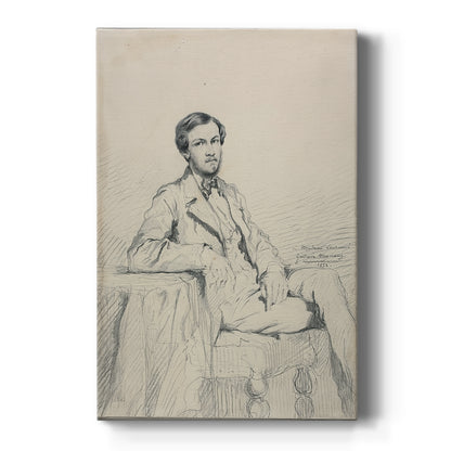 Canvas art print featuring a portrait study of a man with light sketch detail and vintage style on a clean white background.