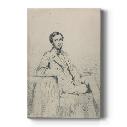 Canvas art print featuring a portrait study of a man with light sketch detail and vintage style on a clean white background.