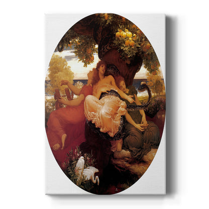 Canvas art print featuring a classical scene of women gathered in a lush garden with warm tones on a clean white background.