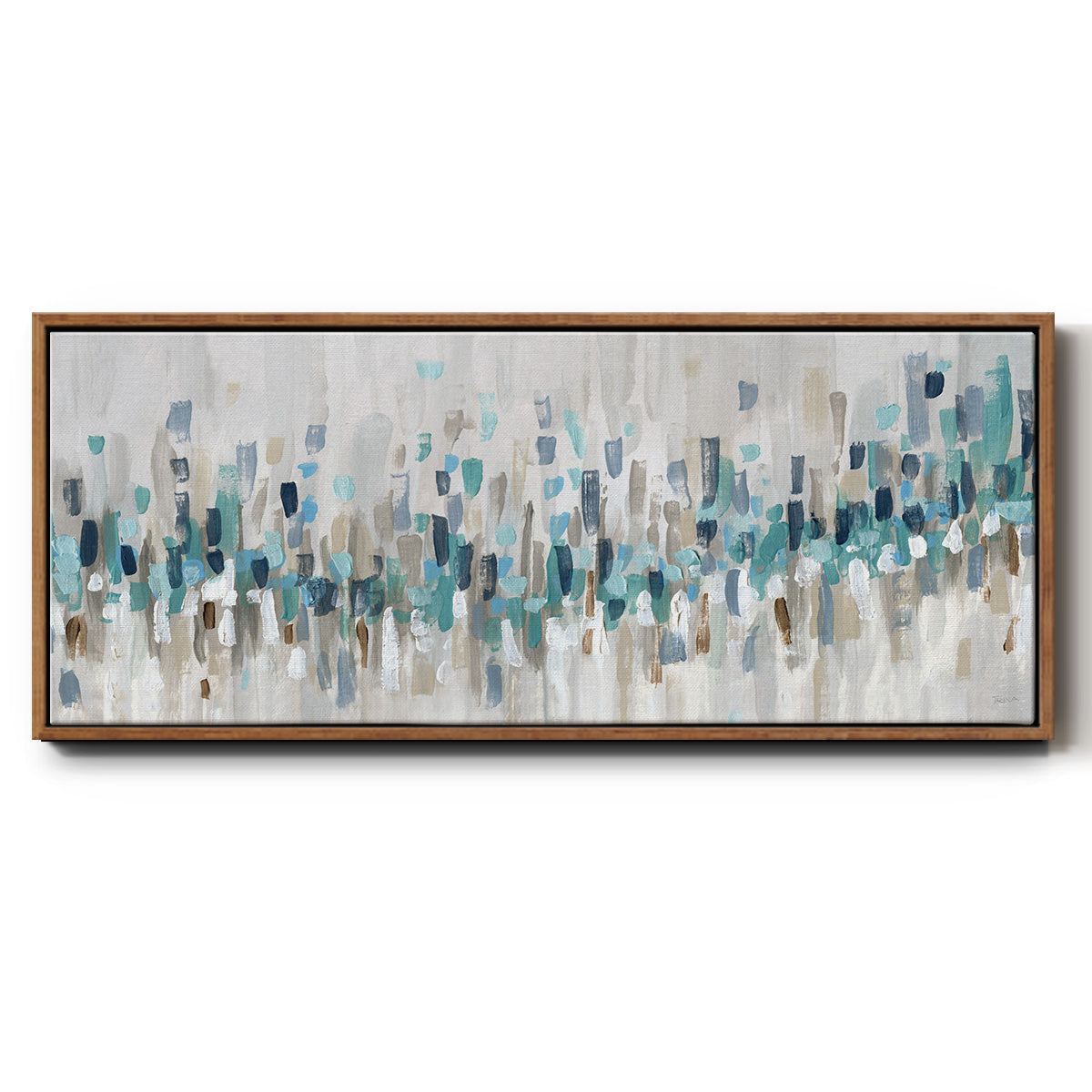 Blue Staccato - Floater Framed Canvas Print