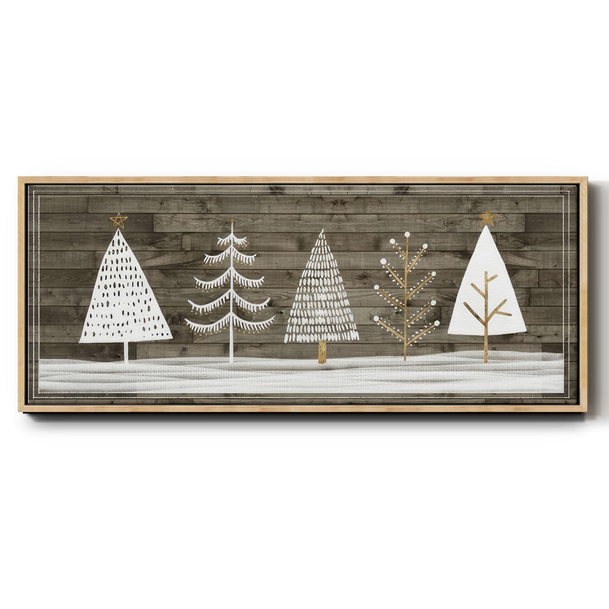 Wooded White Christmas Collection D - Floater Framed Canvas Print