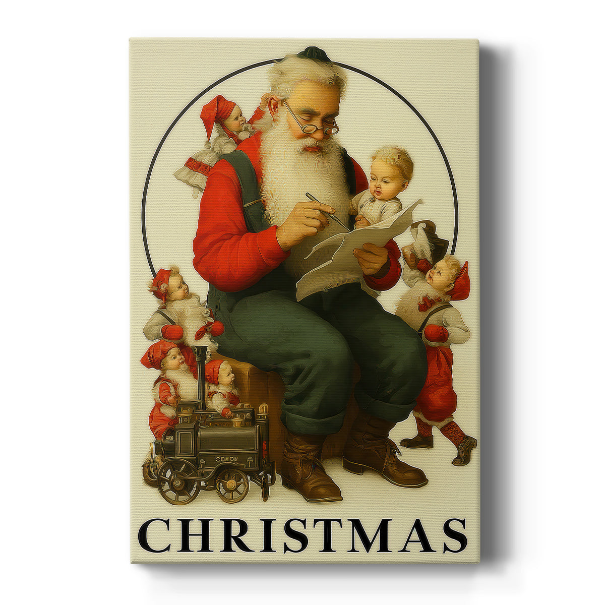 Tinsel-Gold Wreath Square - Canvas Art Print