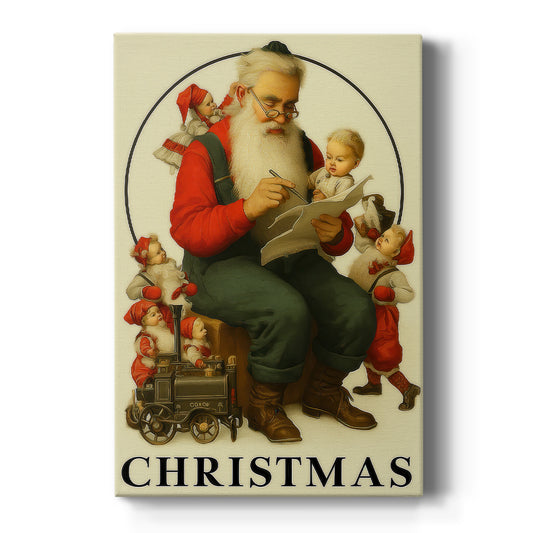 Tinsel-Gold Wreath Square - Canvas Art Print
