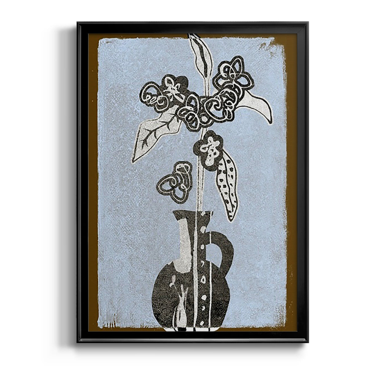 Graphic Flowers in Vase I - Modern Framed Canvas Print