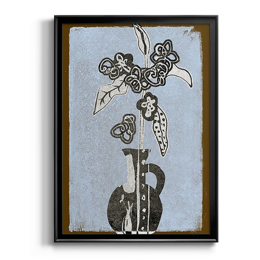 Graphic Flowers in Vase I - Modern Framed Canvas Print