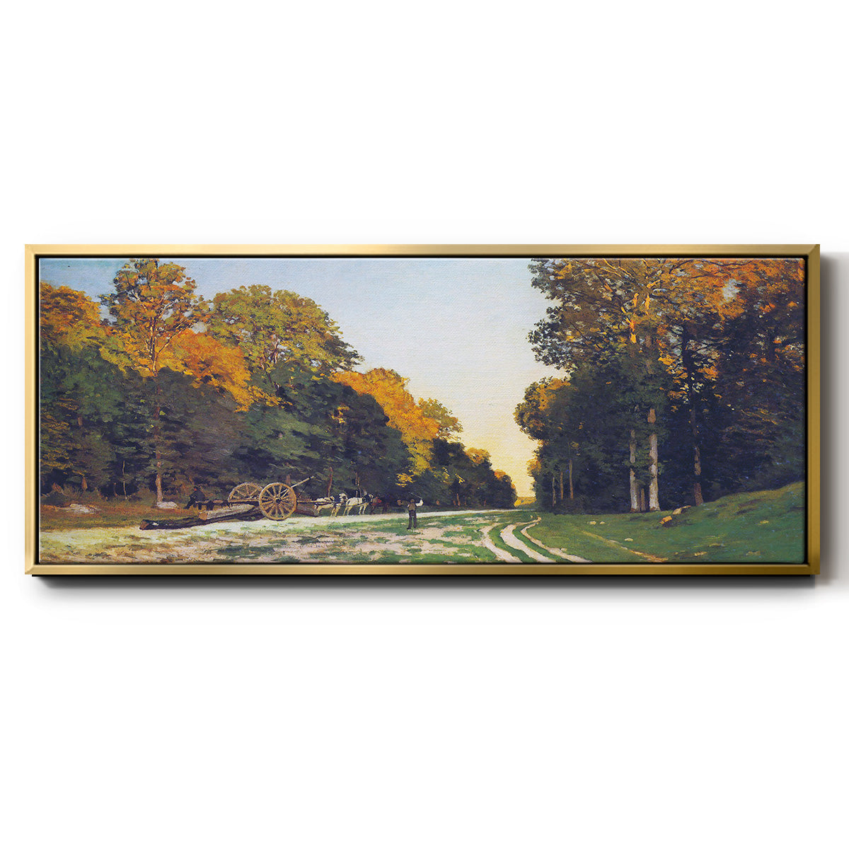 The road from Chailly to Fontainebleau by Monet - Floater Framed Canvas Print